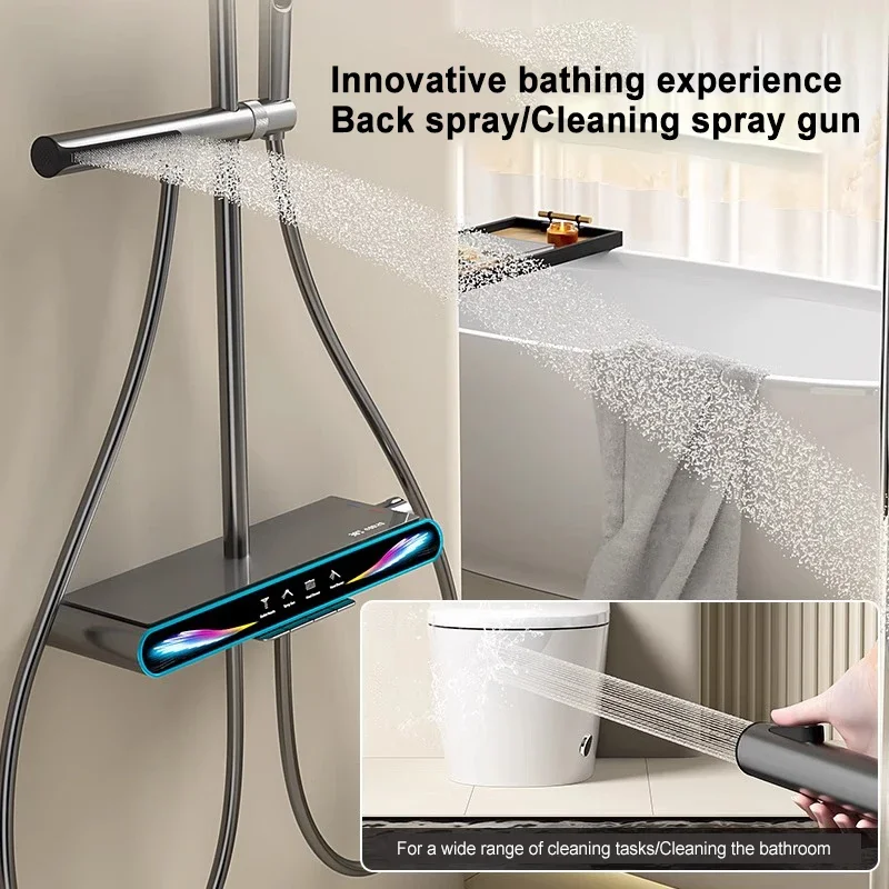 Умный термостатический душевой набор с цифровым дисплеем из меди