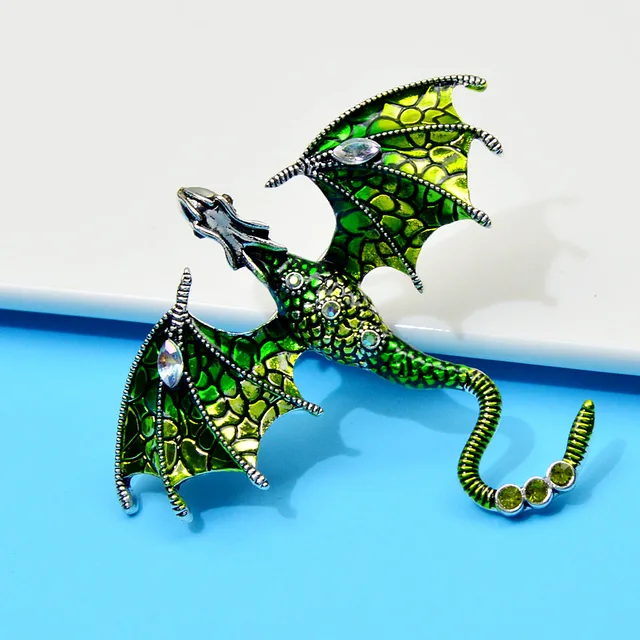 Enamel Fly Dragon Brooch Beautiful Legand Animal Pin 3 Colors 3