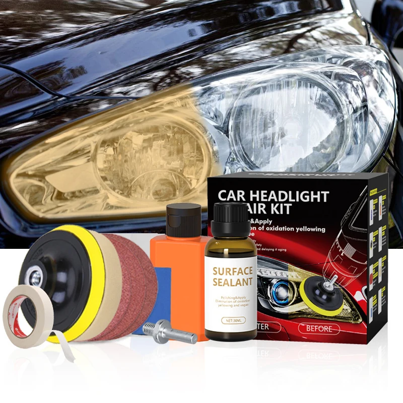Araba far restorasyon kiti otomatik lamba ışığı Lens onarım far tamir Scratch sarı belirsiz kaldırma yenileme seti