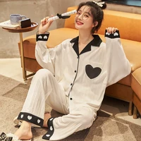 pajama for winter springautumn long sleeve trousers pure cotton women pajamas set hot sell comfy two piece set lady home wear