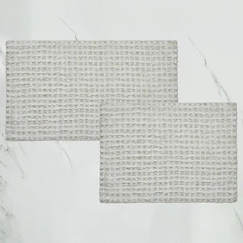 

Windowpane Beige Cotton Bath Rug Set, 2-Piece