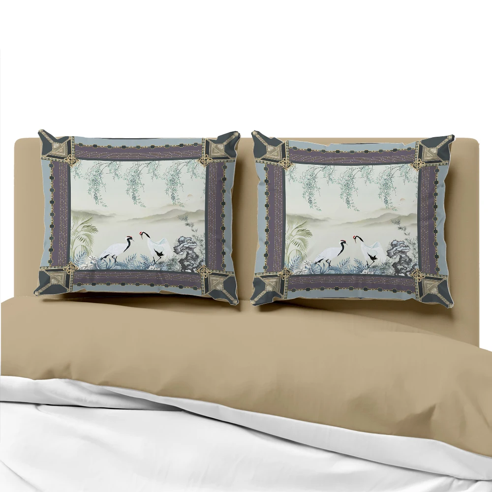 

Luxury Pillow cover for sofa Decorative pillow case Bedding Pillowcase Pillowcovers 50x70 50x75 50x80 landscape crane