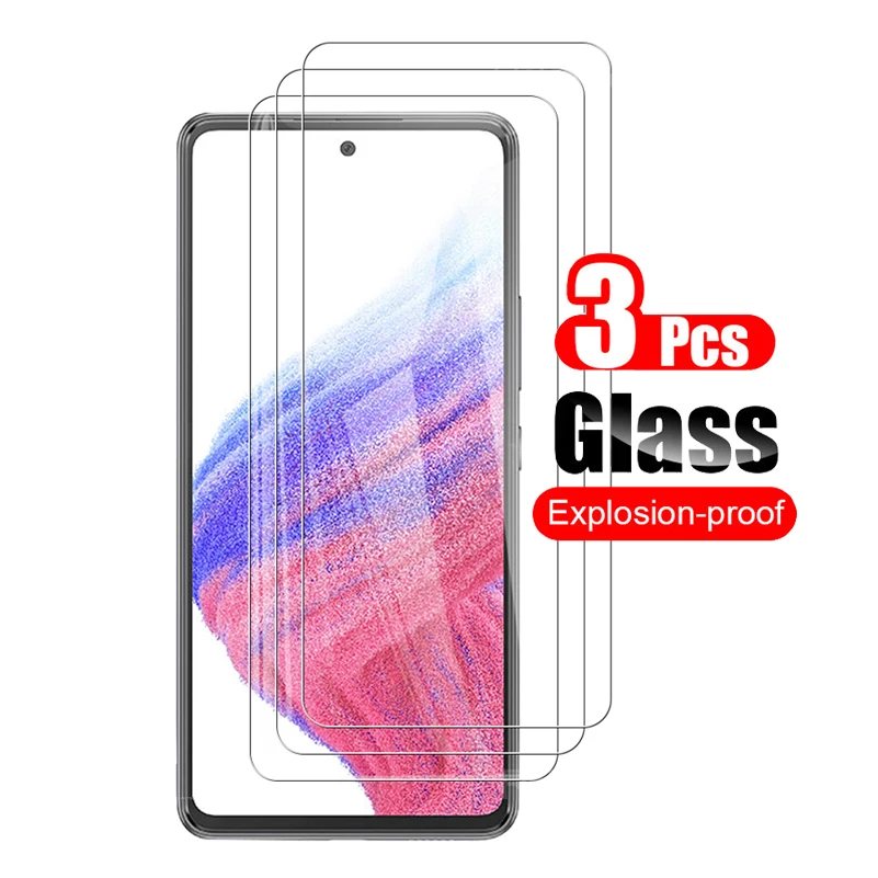 

3Pcs Tempered Glass For Samsung Galaxy A53 A52 A52s A51 5G A50 A50s Screen Protector Protective Film Phone Guard 10H Clear