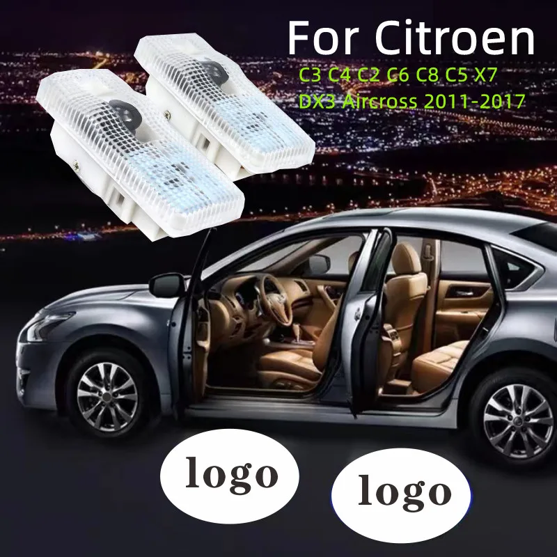 

2pcs Car Led Door Light Auto Logo Light Laser HD Projector Lamps For Citroen C3 C4 C2 C6 C8 C5 X7 DX3 Aircross 2011-2017