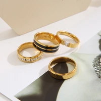 4pcs fashion gold ring men black groove beveled edge metal celtic dragon ring zircon inlay carbon fibre ring men wedding band