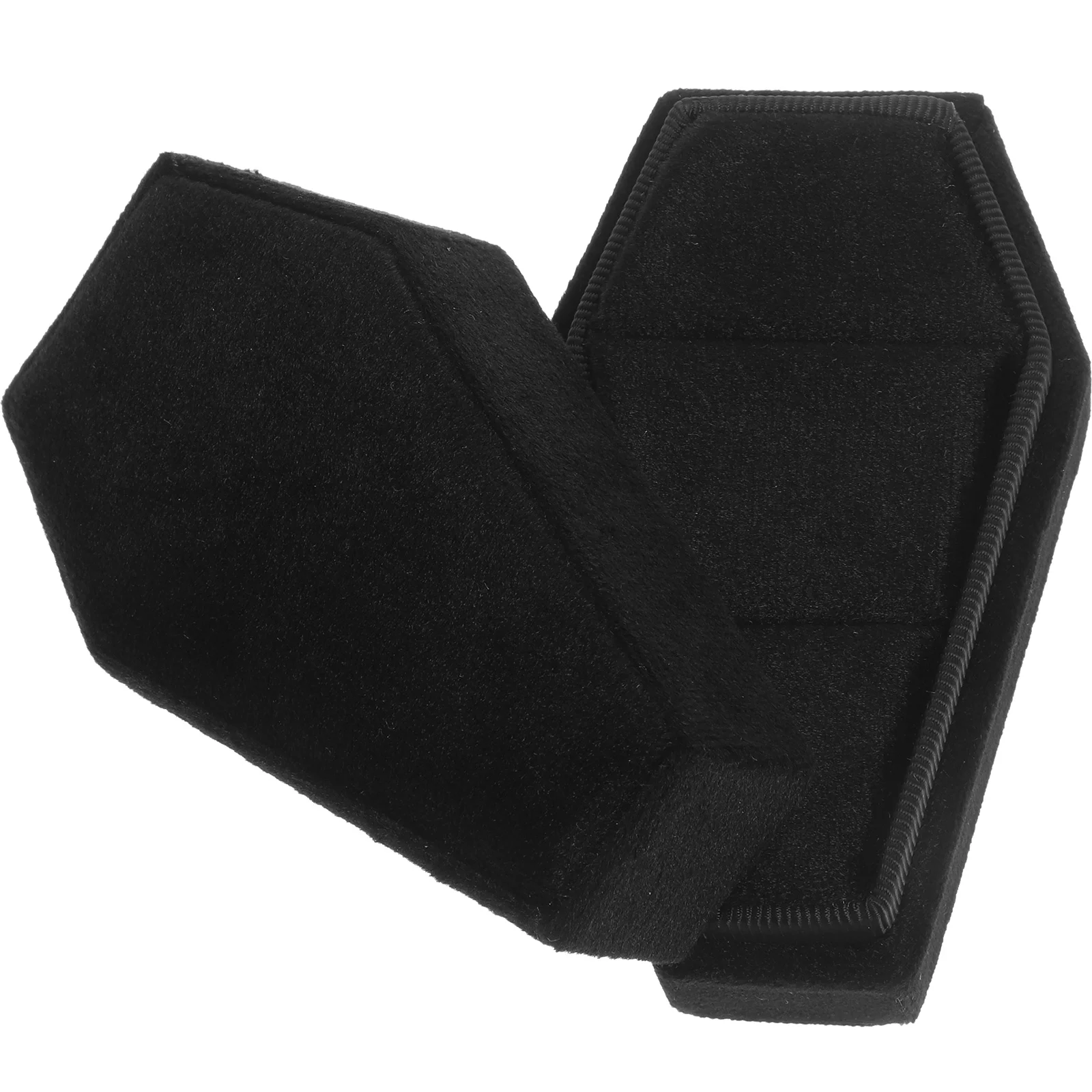 

Coffin Shaped Ring Box Vintage Necklace Holder Jewelry Flannel Earring Organizer