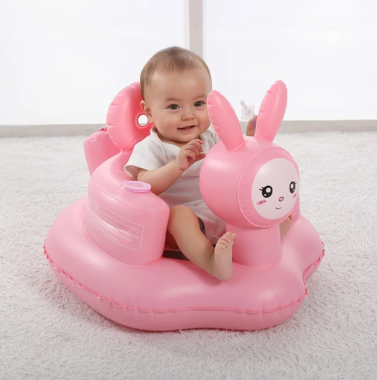 Pink Rabbit Basic Child Seat Baby Inflatable Sofa Baby Learning Chair Portable Dining Chair Bath Stool Inflatable Toys