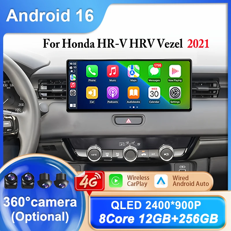 Фото Автомагнитола Android 16 для Honda HR-V HRV Vezel 2021: мультимедийный проигрыватель, GPS-навигация, Carplay, Bluetooth, разделенный экран, Wi-Fi №1