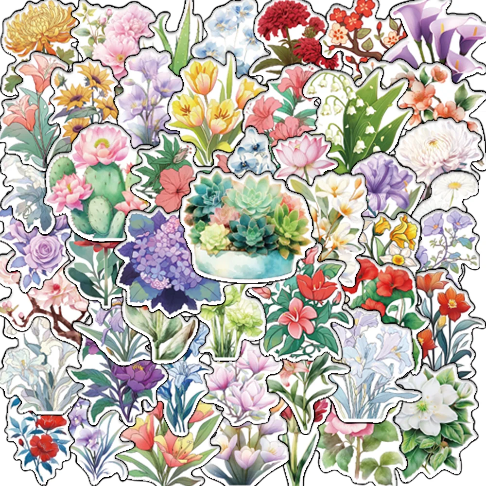 50 шт./упаковка наклейки-цветы для ноутбуков