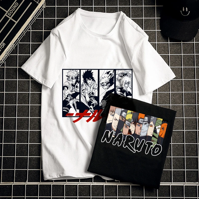 

Summer Narutos T-Shirts Men Anime Casual Clothes Kakashi Sasuke Uchiha Harajuku Black White Kawaii Tees Cartoons Tops T Shirts