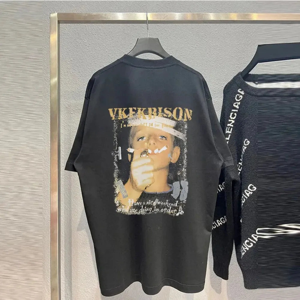 Мужская повседневная хлопковая футболка в стиле хип-хоп с принтом головы дышащая