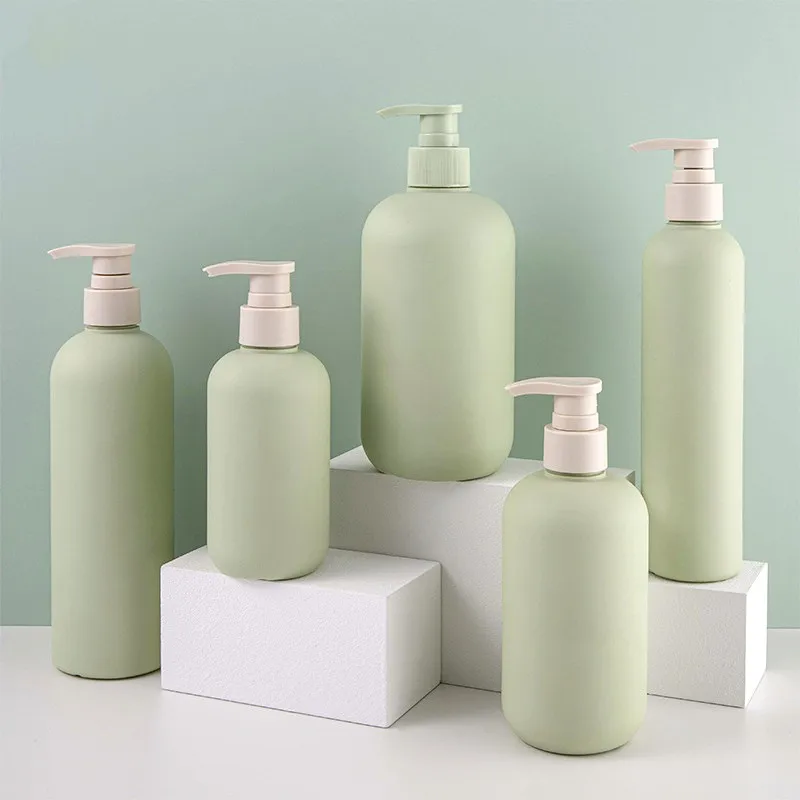 

1PC 200ml/300ml/500ml Avocado Green Empty Plastic Pump Lotion Shampoo Bottle Pump Head Refillable Bottles Cosmetic Container