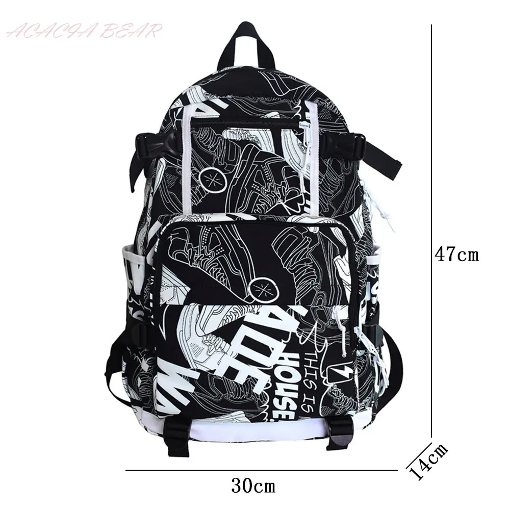 Harajuku Girl Male School Bag Female Graffiti Print Men Backpack Women Book Boy Bag Nylon Ladies Fashion Laptop Backpack Student