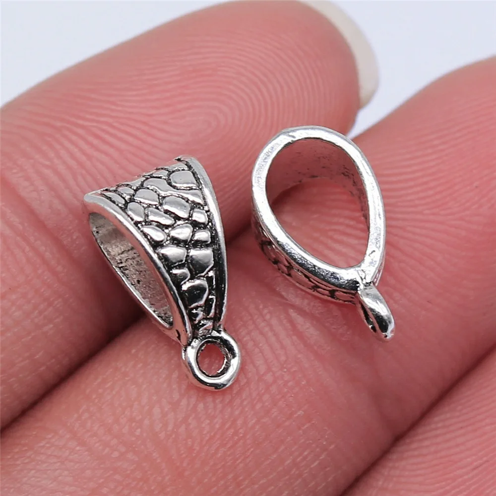 

20pcs 14x7mm Antique Silver Color Carved Bail Beads For Jewelry Making B15176