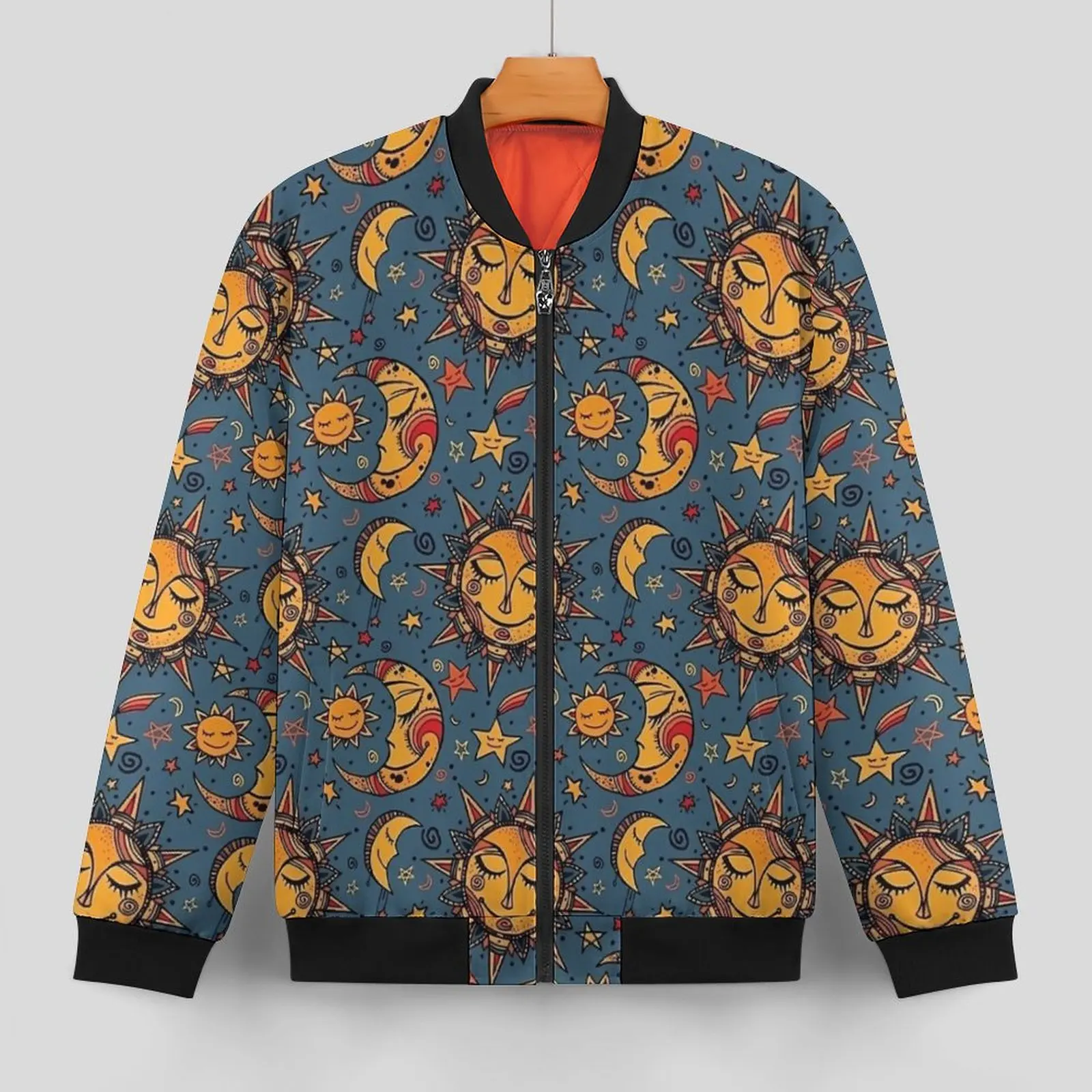 Повседневные куртки с абстрактным дизайном Луны и Солнца мужские пальто осенняя