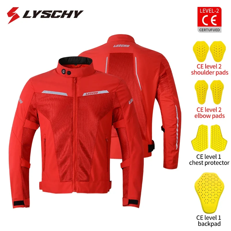 Летняя мотоциклетная куртка LYSCHY Мужская сетчатая дышащая CE1/CE2 защитная для езды