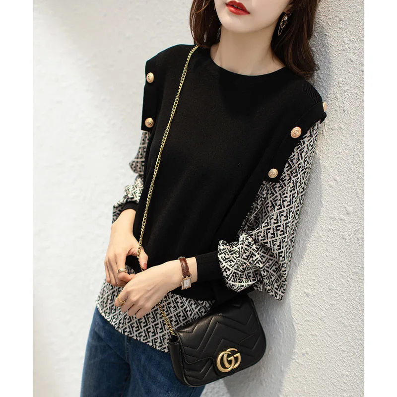 Новинка весны 2022 модная женская футболка с длинным рукавом и круглым вырезом