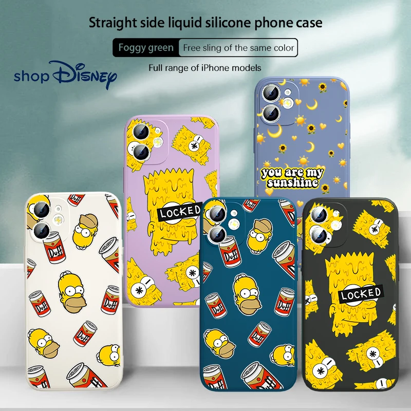 

Simpson Style Icons For Apple iPhone 13 12 mini XS XR SE 11 8 7 6 2020 Pro Max Plus Liquid Silicone Soft Phone Case