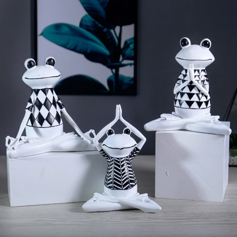 

Nordic Creative Resin Yoga Frog Ornaments Home Office TV Cabinet Living Room Model Room Gifts Decorations