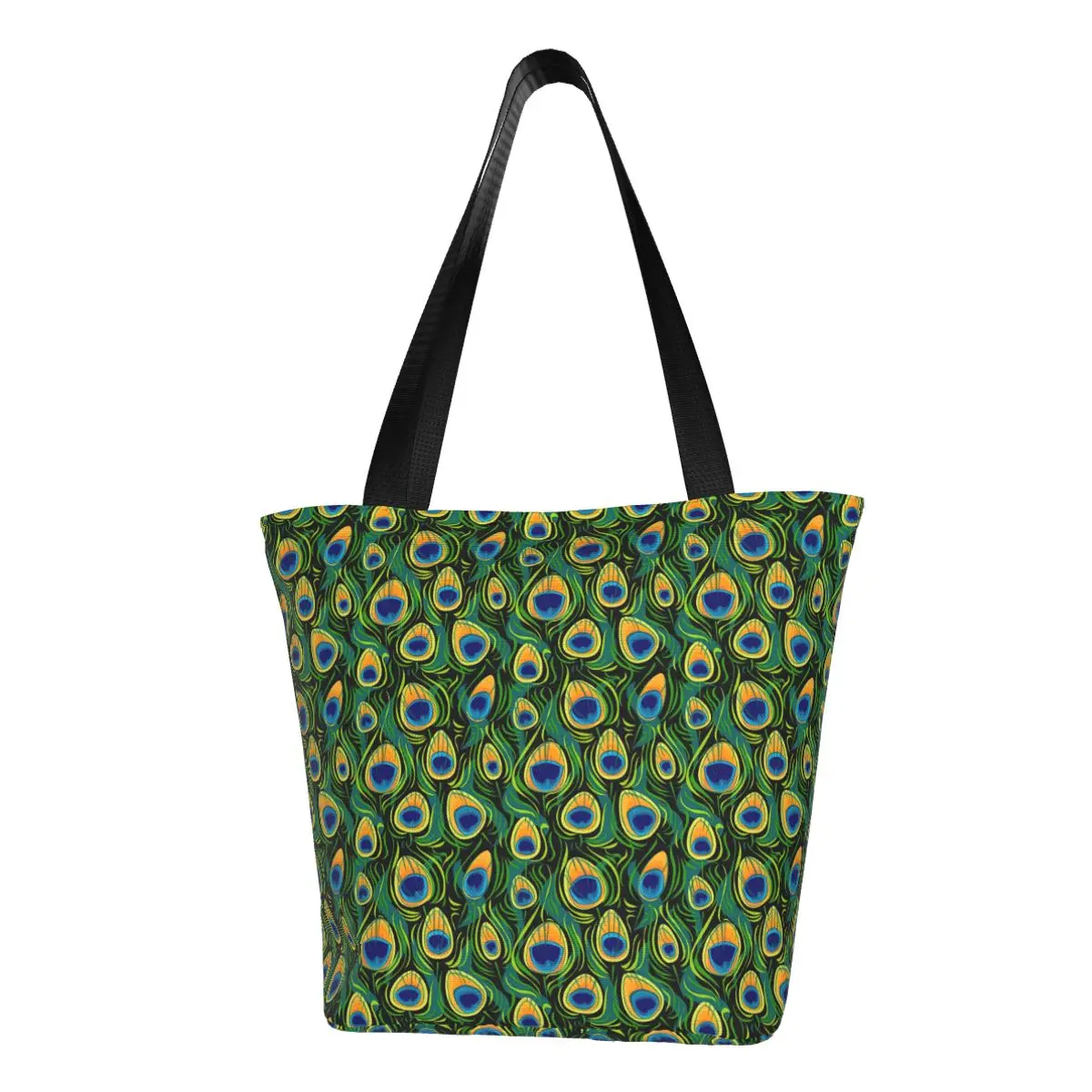 

Beautiful Peacock Feather Shopper Bag Animal Print School Handbags Student Designer Shopping Bags Funny Polyester Tote Bag
