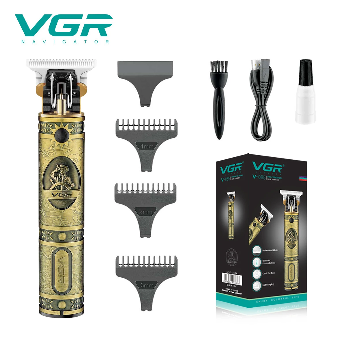 

VGR V-085 Barber Hair Cut Machine Beard Trimmer Hair Clippers Professional Rechargeable Electric Hair Trimmer Cordless for Men