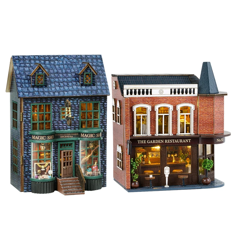 DIY деревянный миниатюрный комплект модели Mini Casa Magic Shop кукольные домики сад