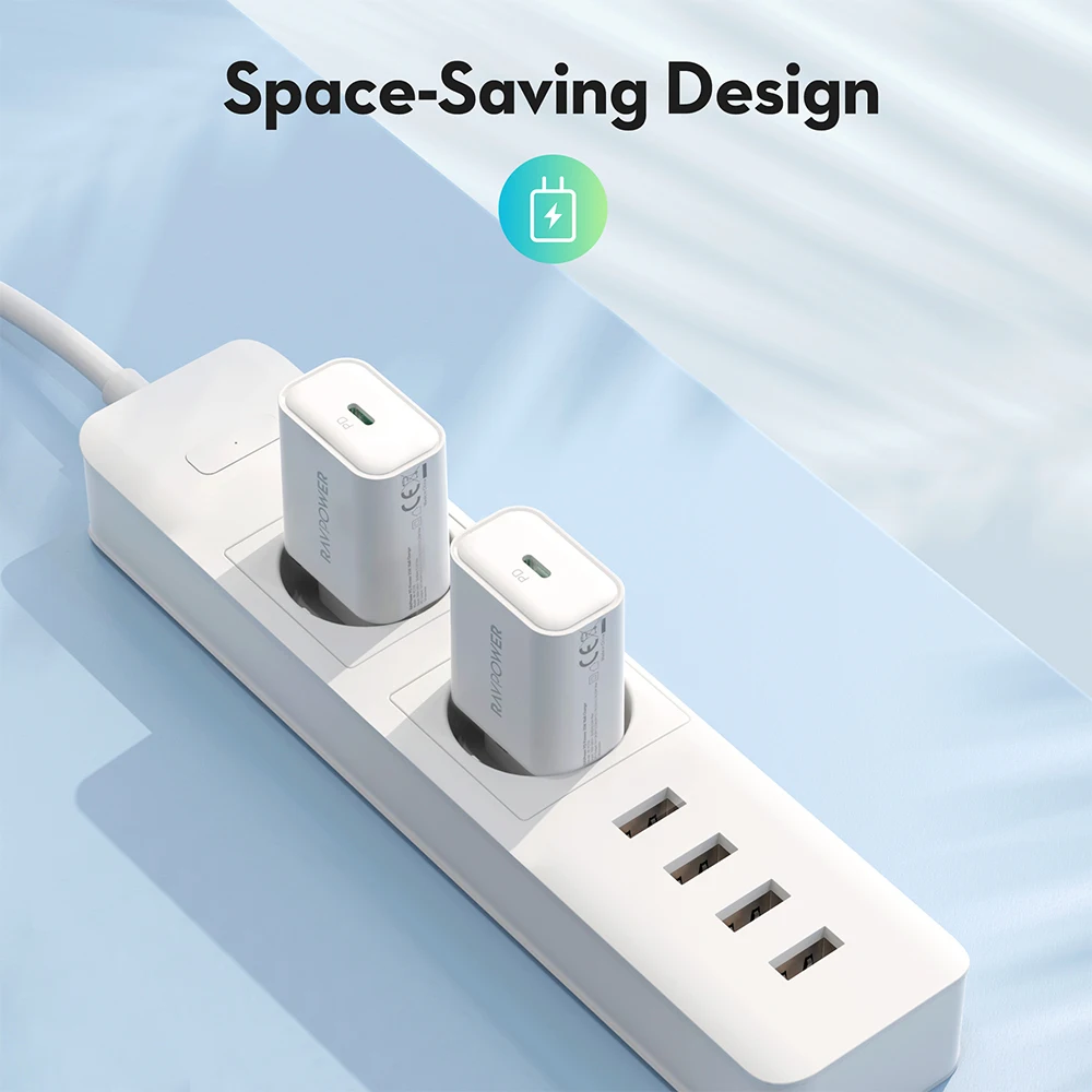 RAVPower 25W Fast Wall Charger PD USB Charger Type C 3.0 Quick Charger Power Adapter for Galaxy iPhone Huawei Samsung