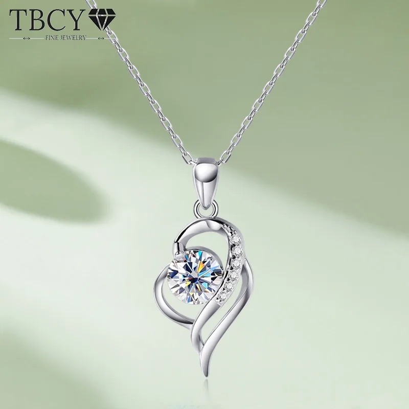 

TBCYD 1CT Moissanite Diamond Necklace Pendant For Women With GRA Certified 925 Sterling Silver Wedding Party Neck Chain Jewelry