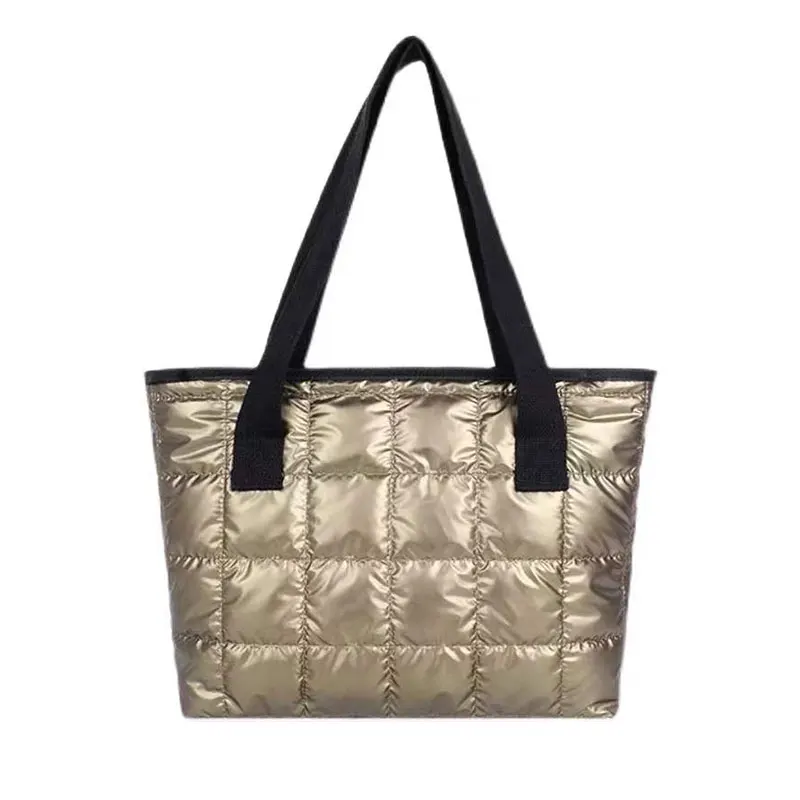 

2022 Tote bag winter cotton padded clothes handbag high capacity shopping bag, women shoulder bag simple and casual