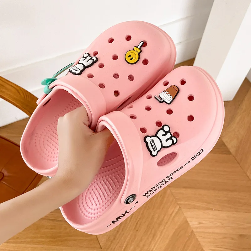 Women Hole Shoes Summer Non-slip Couples EVA Sandals Girl Beach Shoes Home Slippers Outdoor Personalized Sandals Women Slippers