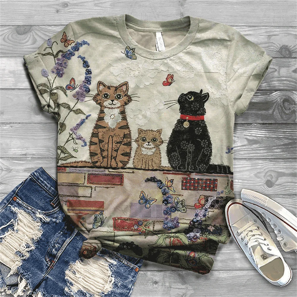 

Original T-shirt, super cute, soft material, fashionable street trend, ladies boutique T-shirt, pure Harajuku plus size