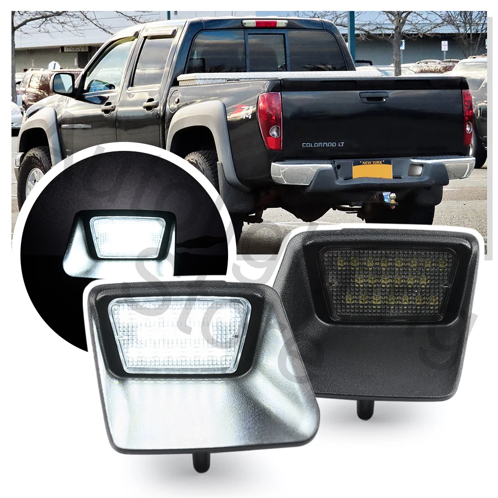 

2PCS For Chevy Colorado GMC Canyon 2004-2012 Rear Bumper LED License Number Plate Light Lamp Assembly Replacement Pickup White