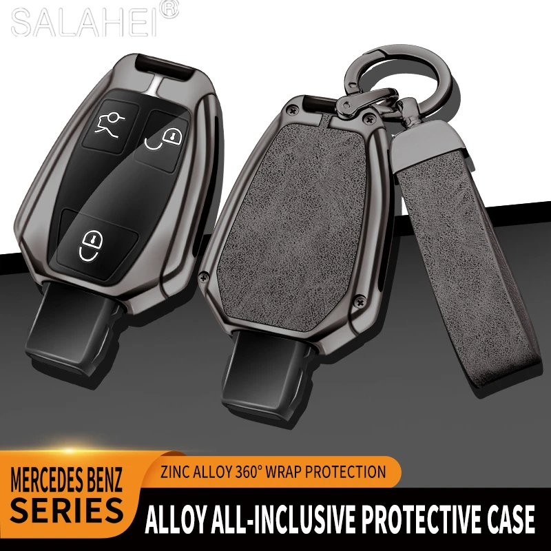 

Alloy Leather Car Key Case For Mercedes Bnez CLA GLC GLA GLK W203 W210 W211 W204 W176 A B C R Class AMG Keychain Accessories