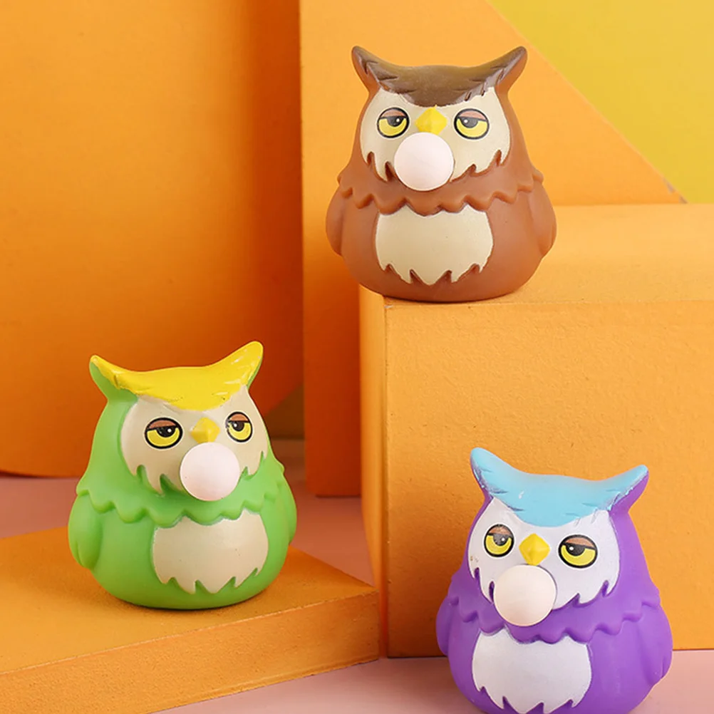 

3pcs Simulation Owl Squeeze Toys Hand Relaxing Toys Food Play Toys Lifelike Owl Squeezing Toys