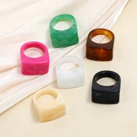 ins fashion vintage colorful gradient textured resin geometric square ring for women party beach exaggerated accessories jewelry
