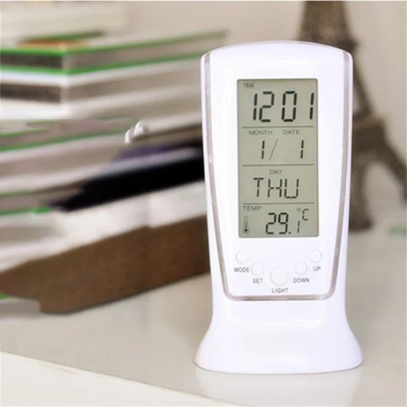 Digital Calendar Temperature With Blue Back Light Electronic Calendar Thermometer Led Clock With Time