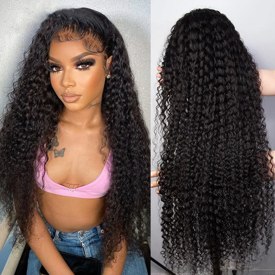 

Afro Kinky Curly Transparent Wig 13x6 Human Hair Pre Plucked With Baby Hair glueless 13x4 Lace Frontal Wigs Brazilian Remy Hair