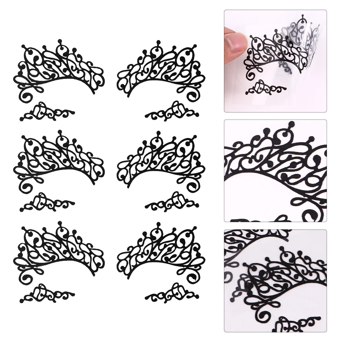 

3 Pairs Glitter Eye Shadow Lace Eyeliner Stickers Makeup Decals Patch Eyeshadow Black Fabric Tattoos