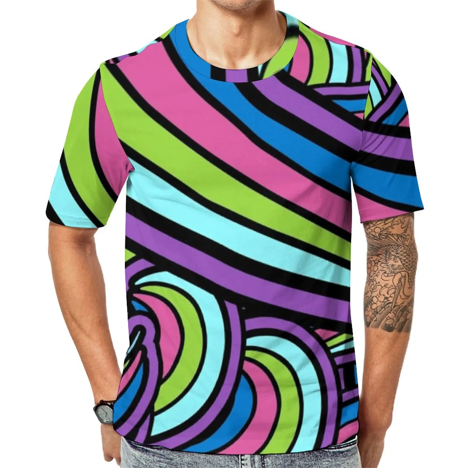 

Ретро-футболка с геометрическим рисунком в стиле 60-х и 60-х годов, популярные футболки с психоделическим искусством, графическая футболка с коротким рукавом, летние футболки