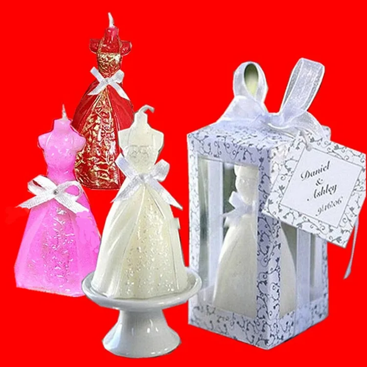 

5Pcs Valentine's Day Wedding Candles Handmade Delicate Red Wedding Dresses Candle Romantic Candles for Wedding Spa Home Gifts