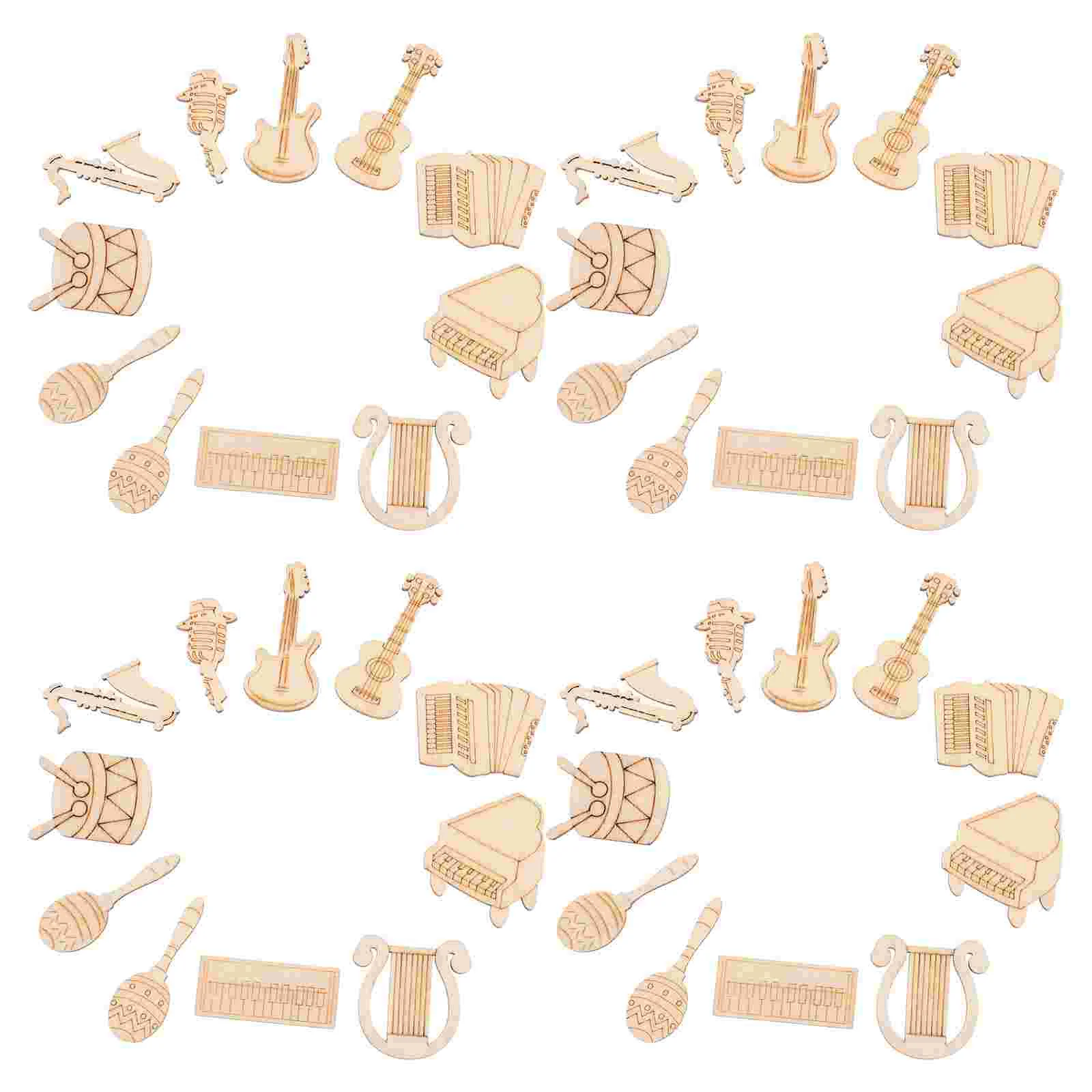100 шт. музыкальный инструмент деревянные мультяшные ноты фортепиано гитара