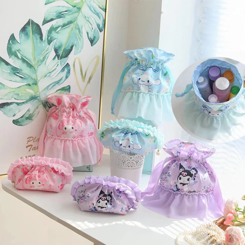 

Новая японская косметичка Cinnamoroll MyMelody Kuromi Kawaii Princess, карманная сумка для ручек Sanrios, мультяшная сумка для хранения, подарок для девочки с серд...