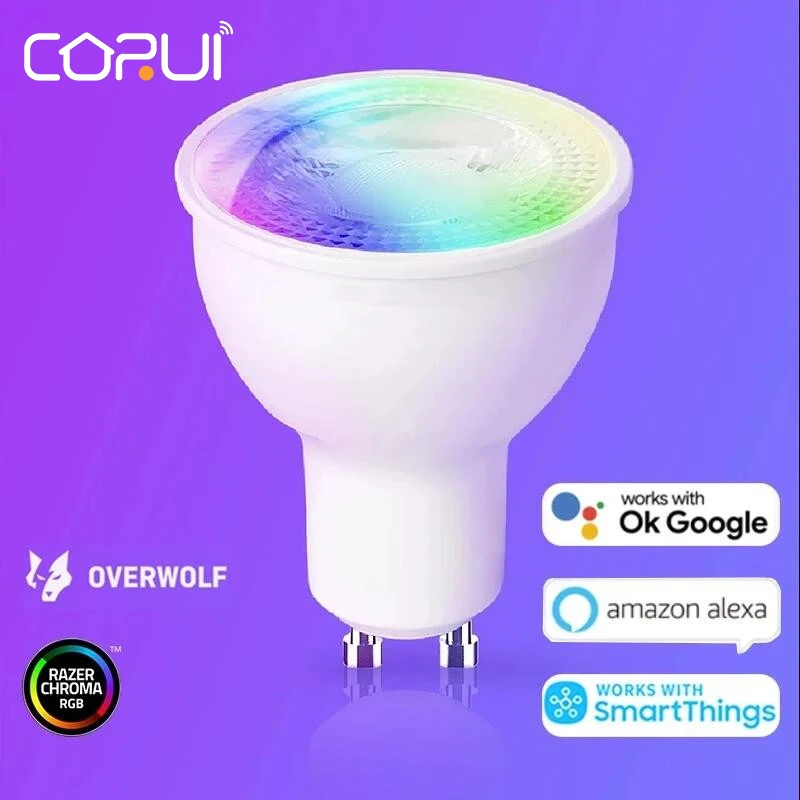 

Цветная светодиодный ная Светодиодная лампа CoRui Yeelight YLDP004-A GU10 W1, для игр, музыки, синхронизации, управления голосом, работы с приложением ...