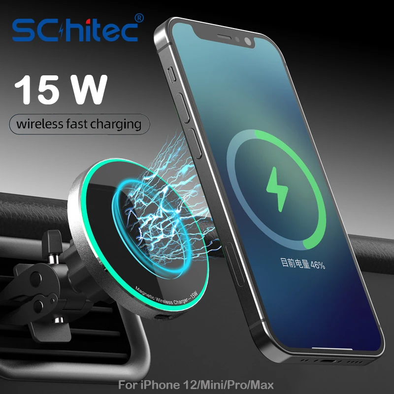 

Magnetic Wireless Charger Qi Car Charger 15W Fast Charger Phone Holder for Car for MagSafe Serious for IPhone14 13 12 Pro Max