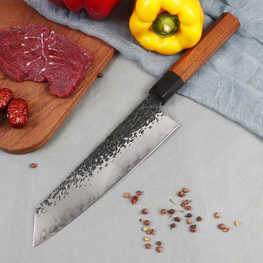 

8-Inch Kitchen Set 3 Layer Clad Steel 8Cr17MoV Steel Core Blade Chef Professional Cooking EDC Tool Knife