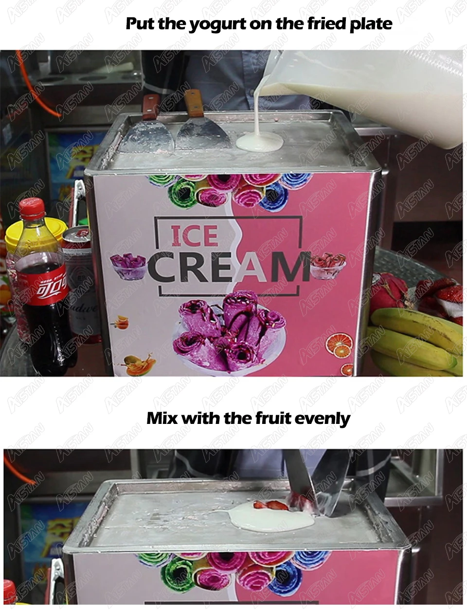 YJ1 коммерческие рулоны машина для жарки мороженого Электрический ролик йогурта