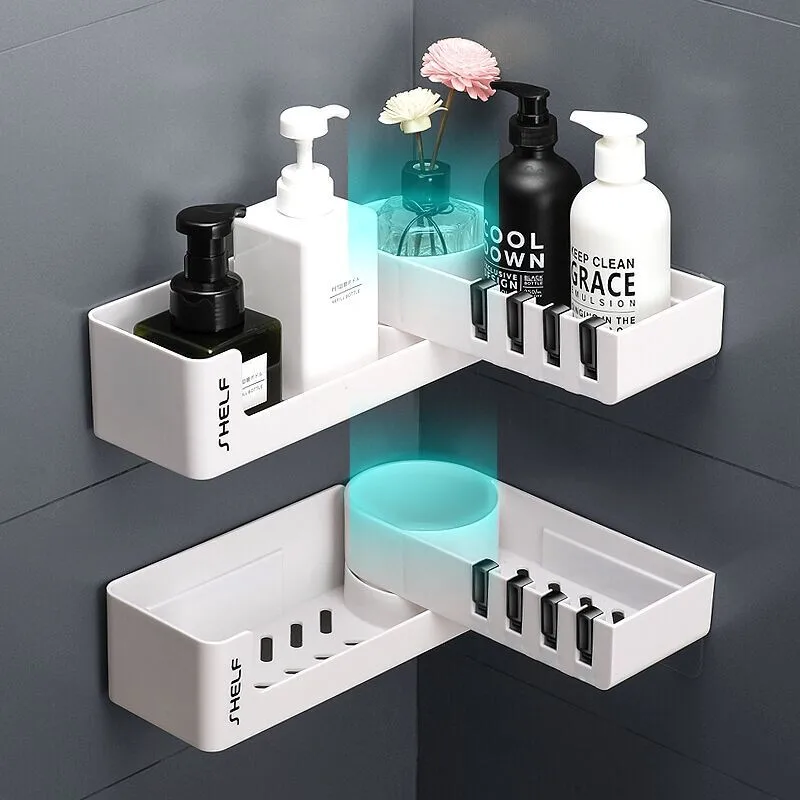 

Bathroom Shelf Corner Shelves Shampoo Holder Kitchen Storage Rack Mess Shower Organizer Wall Bathroom Accessories Free Punching