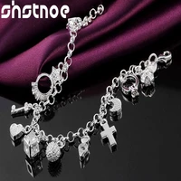 925 sterling silver moon heart lock cross bracelet for women party engagement wedding fashion charm jewelry birthday gift