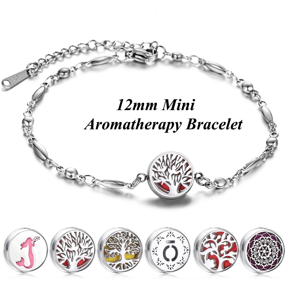 

Aromatherapy Jewelry Essential Oil Diffuser Bracelet DIY Mini Stainless Steel 12mm Locket Chain Bracelets Aroma Perfume Bracelet