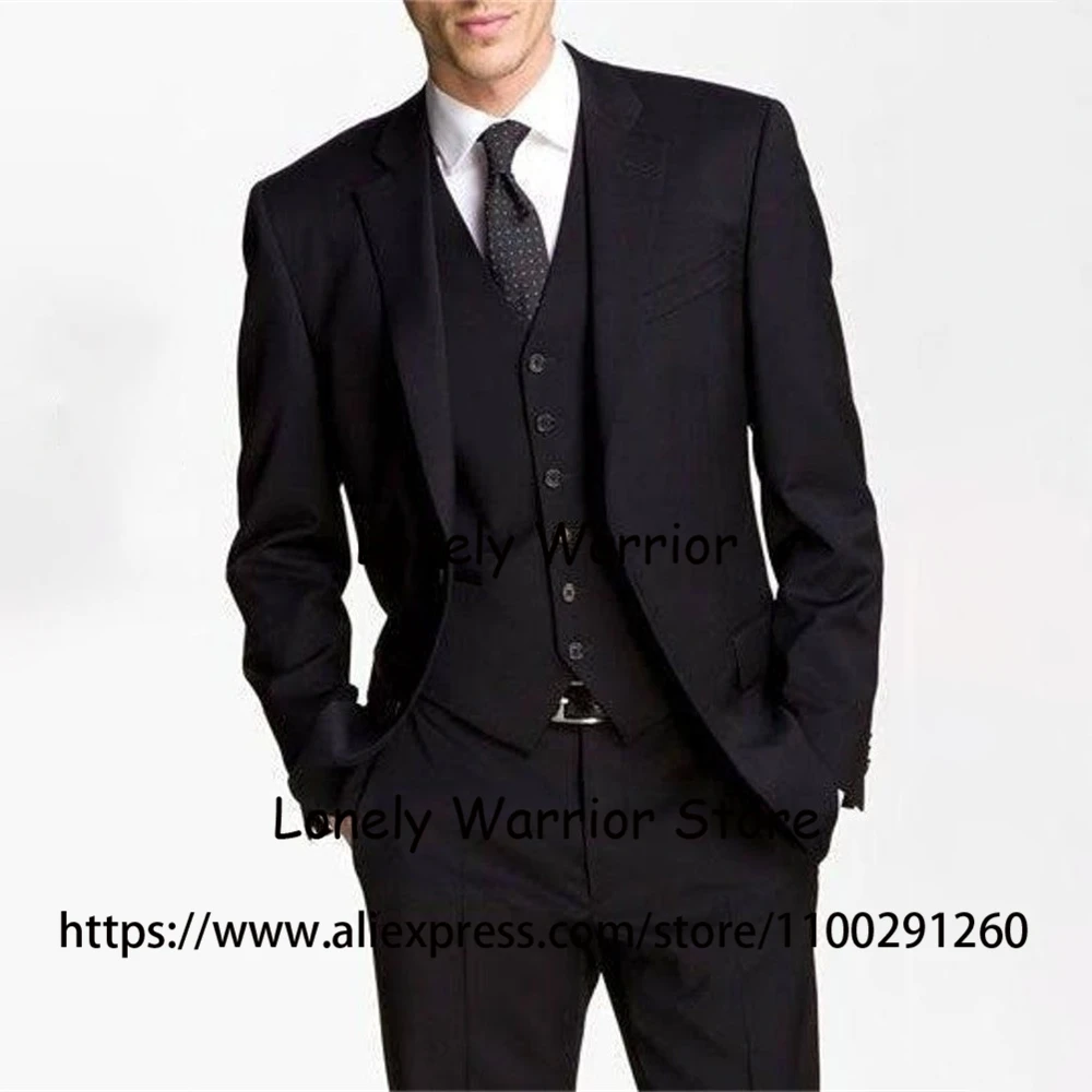 

Мужской облегающий деловой костюм, черный пиджак с отложным воротником, смокинг для жениха и свадьбы, повседневный жакет из 3 предметов, жил...